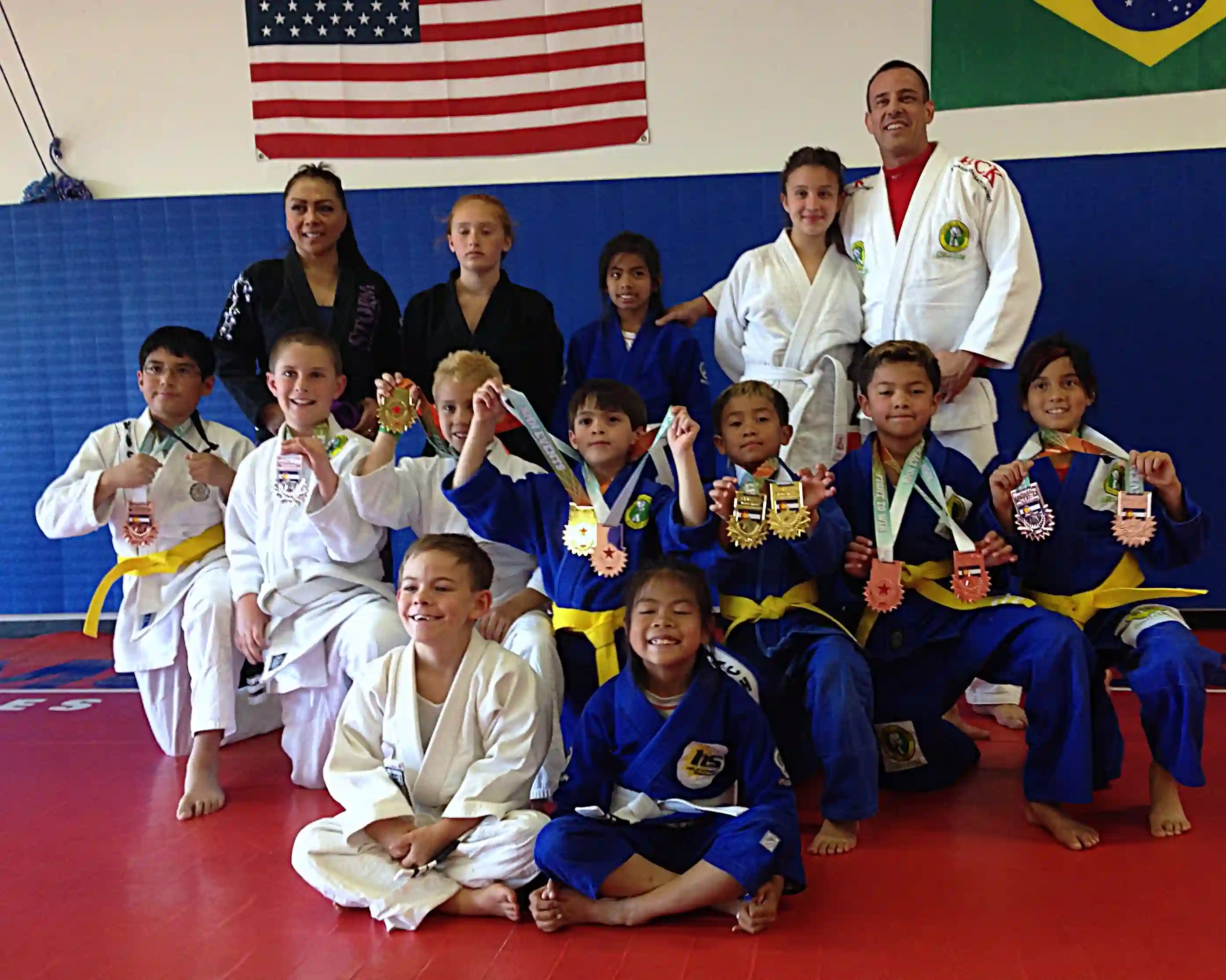 Kids showing their medals